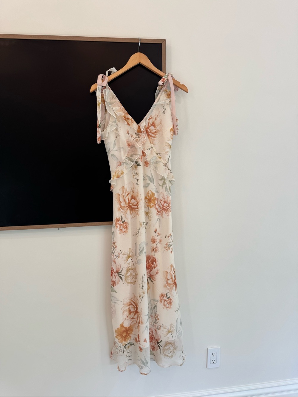 Christian Lacroix Cream Maxi Dress with Blush and Peach Floral Print